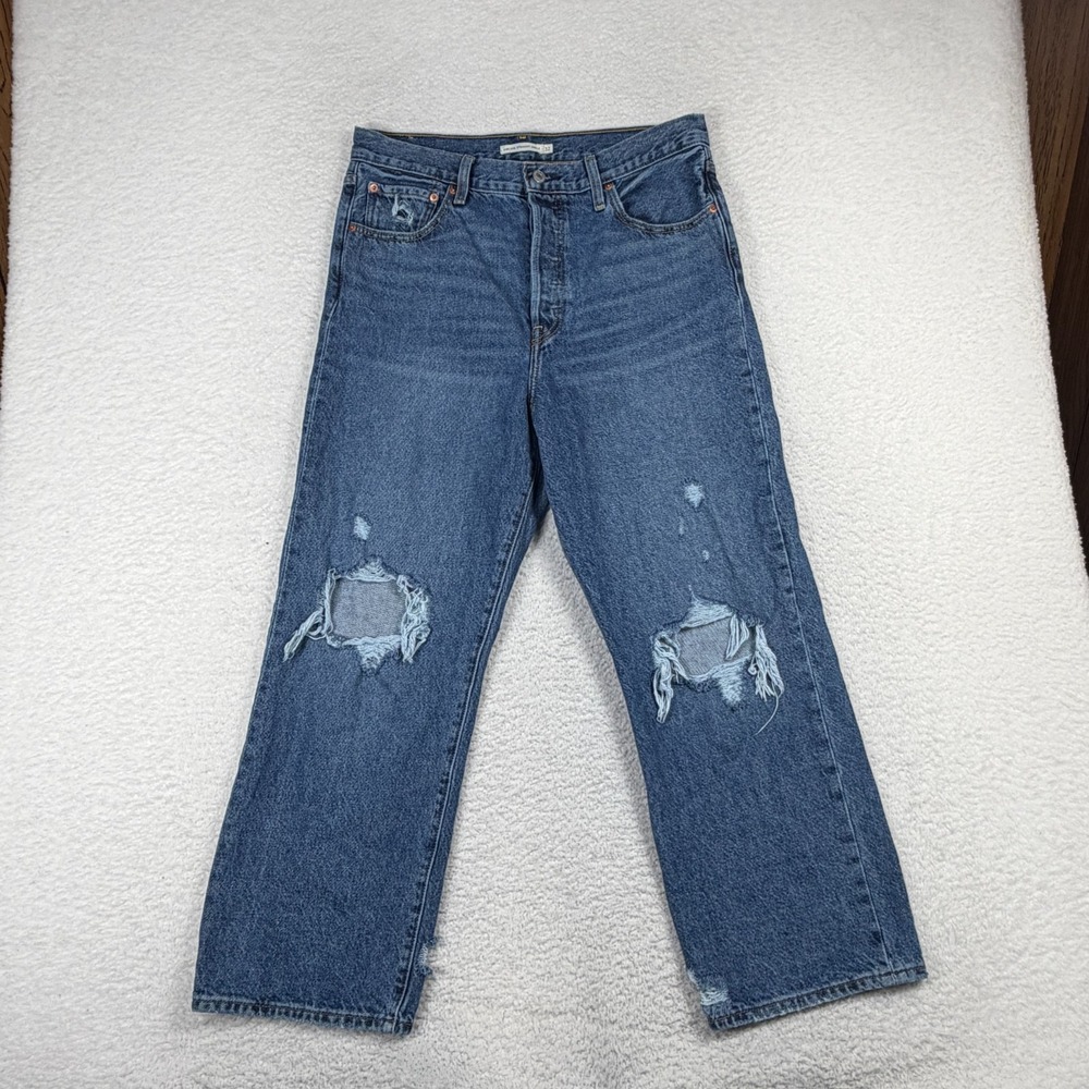 Levi's Premium Baggy Dad Jeans Women's 26 (30x29) Mid Rise Black Loose Straight